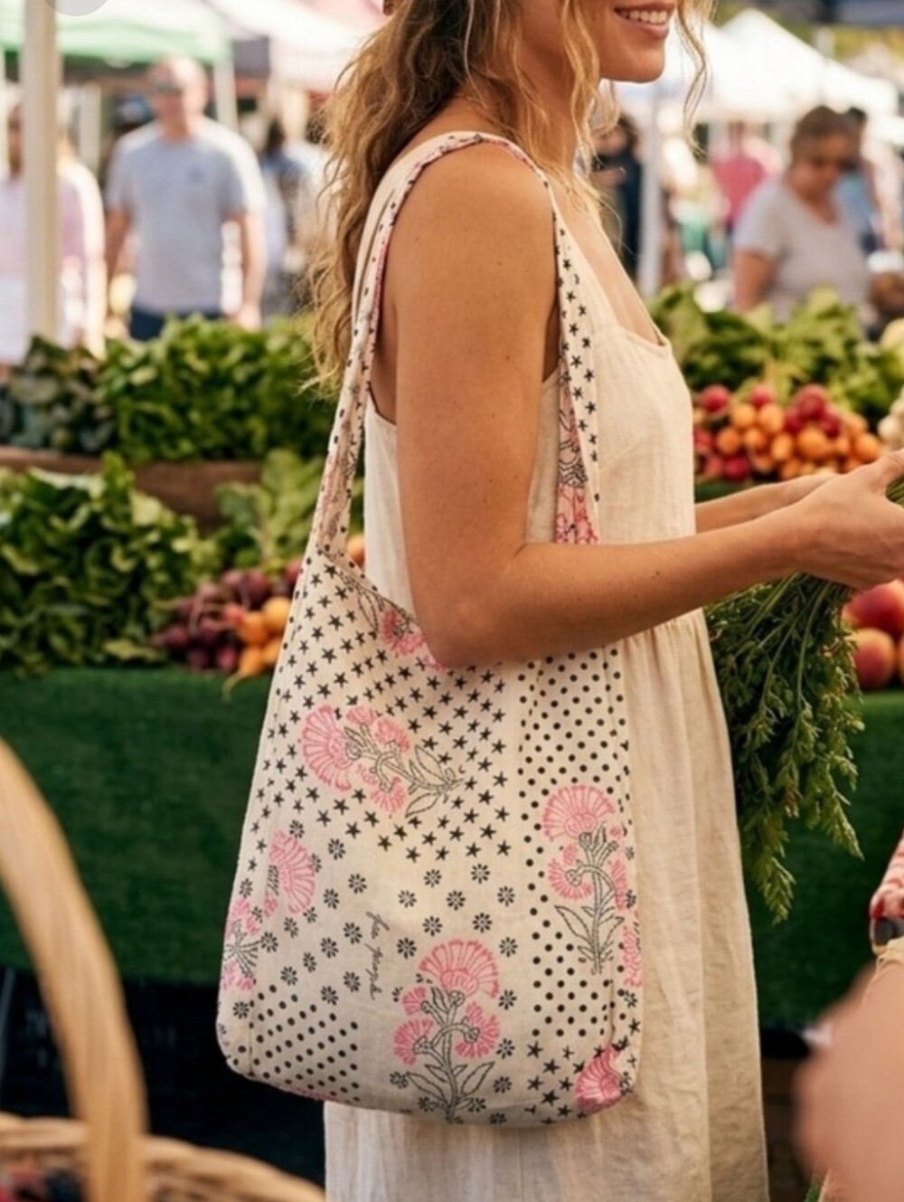 2 Free People Reuseable Gauzy Shopper Tote Bags Floral Print